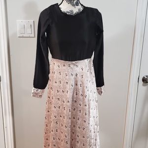 Baby pink and black bow Maxi dress